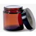 Vivaplex 12 Amber 4 oz Round Glass Jars with Inner Liners and Black Lids - Set of 12 - Buy Online on GoSupps.com