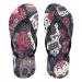 Mnsruu Skull Flip Flops Red Floral Small Multicolor