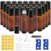 Anboo 24 pieces of roll bottles for essential oils 10ml essential oils Roller Glass bottles empty roll on bottles with stickers funnel opener labels pipettes for essential oil spa massage 10 ml
