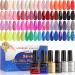 Lavender Violets 42 Pcs Gel Nail Polish Kit Set with 36 Colors Coat, 6 Bottles of Base top Coat, Glossy Matte Diamond Shine Glow in the Dark Top Coat for Nail Art C950