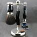Shaving set with 5 handles synthetic hair black