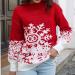 Shop Women's Oversized Reindeer Pattern Christmas Sweater - Cozy Round Neckline & Roll Collar - Ugly Christmas Sweater for Holiday Cheer - Buy Online on GoSupps.com