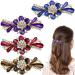 4pcs Vintage Flower Design Glitter Elegant Rhinestone Metal Hair Clips