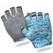 Riverruns Fishing Gloves, UPF50+ Sun Gloves, Fingerless Fishing Gloves, Lightweight Breathable Fishing Gloves Men for Kayaking Paddling Driving Hiking Fishing CamoBlue Small