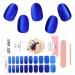 Kalolary Blue Gel Nail Strips Blue Chrome Full Wrap Gel Nail Polish Stickers Metallic Mirror Effect Nail Wrap Long Lasting Salon Quality Nail File & Wood Stick(UV/LED Lamp Required) Chrome Blue