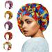 Vabean 6 Pcs African Print Bonnet Satin Bonnet Women Soft Satin Bonnet African Print Double Layer Sleep Cap Adjustable Reversible Satin Head Wrap Large Head Scarf for Long Curly Natural Hair