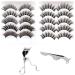 CINLITEK 10 Pairs 5 Styles Natural False Eyelashes Fake Eyelashes Reusable 3D Handmade Mink Lashes Set for Natural Look with Free False Lashes Applicator  Eye lashes Curler