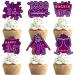 18pcs Purple Glitter Disco Ball Guitar Dessert Cupcake Topper Cheer to Let s Glow Crazy Backing 1990 Retro 80s 90s Hip Hop Disco Theme Decor Supplies Happy 34th Birthday Party Decorations