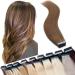 24 inches SEGO Tape in Hair Extensions Human Hair 40 Pieces #6 Light Brown Real Remy Hairpieces Invisible Straight Skin Weft Seamless Natural (100g)