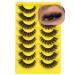 ALICE Cat Eye Lashes D Curl Russian Strip Lashes 17mm Fluffy False Eyelashes Clear Band Eyelashes Dramatic Faux Mink Lashes 8 Pairs 9 Pairs- P9