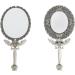 Double Sided Magnification Metal Makeup Mirror - Butterfly Design, Folding Handle Stand for Travel - Large Tin (Matt Gray) - Buy Online on GoSupps.com