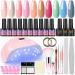 PEACECOLOR Gel Nail Polish Set with Lamp 36W Starter Kit 10PC Pink Green Blue Spring Gel Polish Colors Set with Matte Top Coat Nail Decorations Manicure Tools Gel Manicure Kit Beauty Gift XA-21