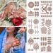 Henna Temporary Tattoo for Women Exquisite Brown Flower Lace Fake Tattoos Waterproof Removable Tattoo Face Body Accessories Wedding Birthday Party Tattoos Stickers 6 Sheets Henna Tattoo Brown