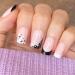 NOVO OVO Short Square Pinky Nude Black White Gradient French Tip Thick False Fake Press on Nails ESTRELAS Glossy Polka Dots Stars Zodiac Elegant Stick on Acrylic Kit with Glue for Valentine's Spring