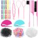 Comkrivy 1500 Pcs Small Rubber Bands for Hair  Mini Hair Ties with Rubber Band Cutter  Topsy Tail Hair Tools  and So On 28 Pcs Kinds of Styling Hair Tools  for Girls Women Kids. (Clear&Black&Colorful)
