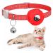 For Airtag cat neck band integrated reflective kitten neck band with Airtag holder puppy cat neck band with bell light tracker cats collars for girls young cats red bell-red