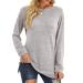 HAIBING Women Top Women Shirt Pullover Long Sleeve Raglan Sleeve for Daily Wear (S) Light Gray CH Light Gray