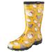 Sloggers Waterproof Garden Rain Boots for Women - Cute Mid-Calf Mud & Muck Boots with Premium Comfort Support Insole Chickens Daffodil Yellow 8