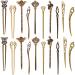 20 Pieces Hair Sticks Vintage Bronze Hair Chopsticks Chinese Hair Pins Antique Decorative Hair Forks for Women Hair Accessory, 10 Styles (Exquisite Style Set)