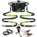 SHINE HAI Retractable Hands Free Dog Leash with Dual Bungees for 2 Dogs Adjustable Waist Belt Reflective Stitching Leash for Running Walking Hiking Jogging Biking Black - Green Green/Black For 2 Dog