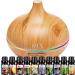 550ml Aroma Diffuser Set with 10 Oils | Ultrasonic Essential Oil Vaporizer for Bedroom | Wood Grain Humidifier for Home & Office - Buy Online on GoSupps.com