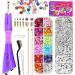 Hotfix Applicator Rhinestones, GGLTECK DIY Hot Fix Rhinestone Applicator Wand Setter Tool Kit with 7 Different Sizes Tips, Tweezers & Brush Cleaning kit and 2 Pack Hot-Fix Crystal Rhinestones (Purple)