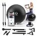 for Working Out 65 cm - Yoga Ball Chair & Balance Ball for Pregnancy, Birthing Physical Therapy & Chair for Office - Stability Ball & Stainless Steel Pilates Bar for Workout Black
