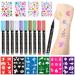 Meetory Meetory 10 Pcs Glitter Makeup Pencils Waterproof Skin-Friendly Temporary Makeup Pencils for Humans Adults Halloween Party Birthday with 6 Stencils and 4 Gems