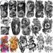 Yazhiji 77sheets Waterproof Temporary Tattoo for Girls or Boys Kids 17sheets Larger Half Arm Wolf Tiger Lion Fake Tattoos for Men or Women And 60 sheets Tiny Flower Snake Rose Sunflower Tattoo Sticker