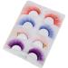 Fake Colored Eyelashes (4 Pairs) - Natural 3D Looking Reusable Eye Lashes Extension for Halloween - (#4-red blue purple with three green dot style and pink with 3 gold dot)