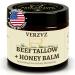 Beef Tallow for Skin and Face Tallow and Honey Balm Moisturizer 100% Grass-Fed Beef Tallow with Raw Organic Honey Beeswax Olive Oil & Vitamin E Deep Hydration Proudly Made in USA 2oz