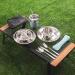 12Pcs Stainless Steel Camping Mess Kit for Backpacking & Hiking - Blue | Plate, Bowl, Cup, Spoon, Fork, Knife | Compact & Durable Tableware Set - Buy Online on GoSupps.com