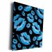 3dRose Museum Grade Canvas Wrap - Two Kisses Collided Lip Boyish Blue Lips Pattern Pattern - Lipstick Kisses