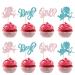 Rsstarxi 24 Pack Valentine's Day Gender Reveal Cupcake Toppers Glitter Boy or Girl Cupcake Toppers Pink or Blue Valentines Cupid Cupcake Picks for Baby Shower Gender Reveal Party Cake Decorations Design 21