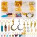 128 Pieces Loc Jewelry for Hair Dreadlocks Handmade Wire Wrapped Natural Crystal Adornment Braid Accessories Butterfly Hair Rings Hair Charms Hair Coil Cuffs for Women Girls Men