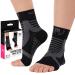 Mava Sports Ankle Brace Support Sleeves Pair - Plantar Fasciitis Compression Socks Relieve Achilles Tendonitis Joint Pain Sprained Ankle - Faster Injury Recovery - Walking Running Sport S-M Black & Grey