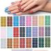 DANNEASY 24 Sheets Glitter Nail Polish Stickers Full Nail Wraps for Women Self Adhesive Nail Polish Strips Gel Nail Strips Stick on Nails Manicure Kit with Nail File Cuticle Stick 2 Glitter Solid