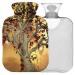 Naanle hot hot water bottle with lid tree in a golden landscape Transparent hot water bottle heat bottle for back pain relief handfoot warmer neck warmth and cold therapy 1l