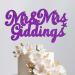 Trimming Shop Personalised Mr & Mrs Purple Glitter Cake Topper Customise Surname for Wedding Bridal Shower Anniversary Bride and Groom Valentine's Day Celebration Cake Decoration