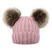 Simplicity Warm Kids Boys Girls Winter Hat with Pompom Ears Elastic Knitted Toddler Beanie Hats for Girls Boys A_plush Lined_pink