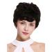 WIG ME UP - NG-HH-13-0 Wig women men human hair short wavy fashionable natural tone undyed dark brown