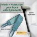 Long Back Lotion Applicator & Scrubber Set - Men & Women's Shower Self Care - Exfoliating Bath Sponge Scrubber - Easy-to-Use Back Roller - Buy Online on GoSupps.com