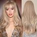 Allbell blonde wig with pony strawberry blond hair long wavy wave for women heat -resistant synthetic hair wig daily wedding cosplay use light blonde