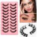 10 Pairs False Eyelashes Russian Strip Lashes Invisible Band Natural Look Fluffy Wispy Faux Mink Lashes Wispy Fluffy 3D Effect Hybrid Strip Lashes - Buy Online on GoSupps.com