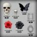 19 PCS Halloween Cake Topper Gothic Rose Skull Cake Topper with Black Butterfly for Halloween Bloody Horror Movie Birthday Party Cake Decorations (type 1) - Buy Online on GoSupps.com