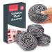 8pk Stainless Steel Scourer | Metal Scourer for Heavy Duty Cleaning | 6cm x 6cm | Thick & Strong Wire Scourer | Wire Wool Cleaning Pads | Tough Re-Usable Scourers
