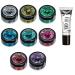Biologically degradable eco-glitter from Moon Glitter-100% cosmetic organic glitter for face body nails hair and lips-6-Set of 3G-plus glitter fixation gel