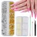 5600 PCS Nail Art Pearls Flatback Pearls  2 Boxes Multi Size Gold Silver Beige White Nail Gems Nail Charms with Nail Art Brushes  Pencil and Tweezer for Nail Art Face Eye Body Makeup and DIY Crafts