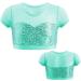 Aislor Girls Sparkly Sequins Cap Sleeve Fitness Crop Top - Mint Green, 6 Years - Buy Online on GoSupps.com