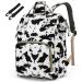 Diaper Bag Backpack for Baby Girls, Yusudan Mom Waterproof Large Nappy Bags for Women Cow Print White
